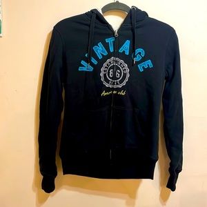 Navy Fleece lined hoodie- no name designer- XS